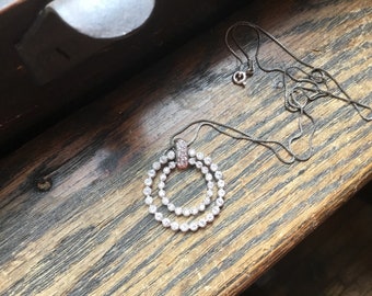 Sterling silver diamond necklace with 2 circles