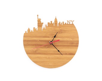 New York Wall Clock - Statue of Liberty, Empire State Building Clock
