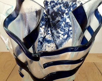 Blue artistic vase, dutch art vase