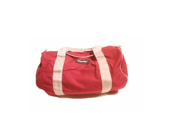 Vintage 1980s Maroon and Grey East Pak Overnight Duffel Bag
