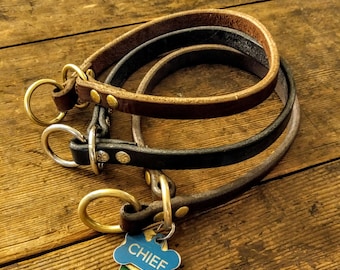 Leather Dog Collar / Leather Slip Collar / Custom Dog Collar
