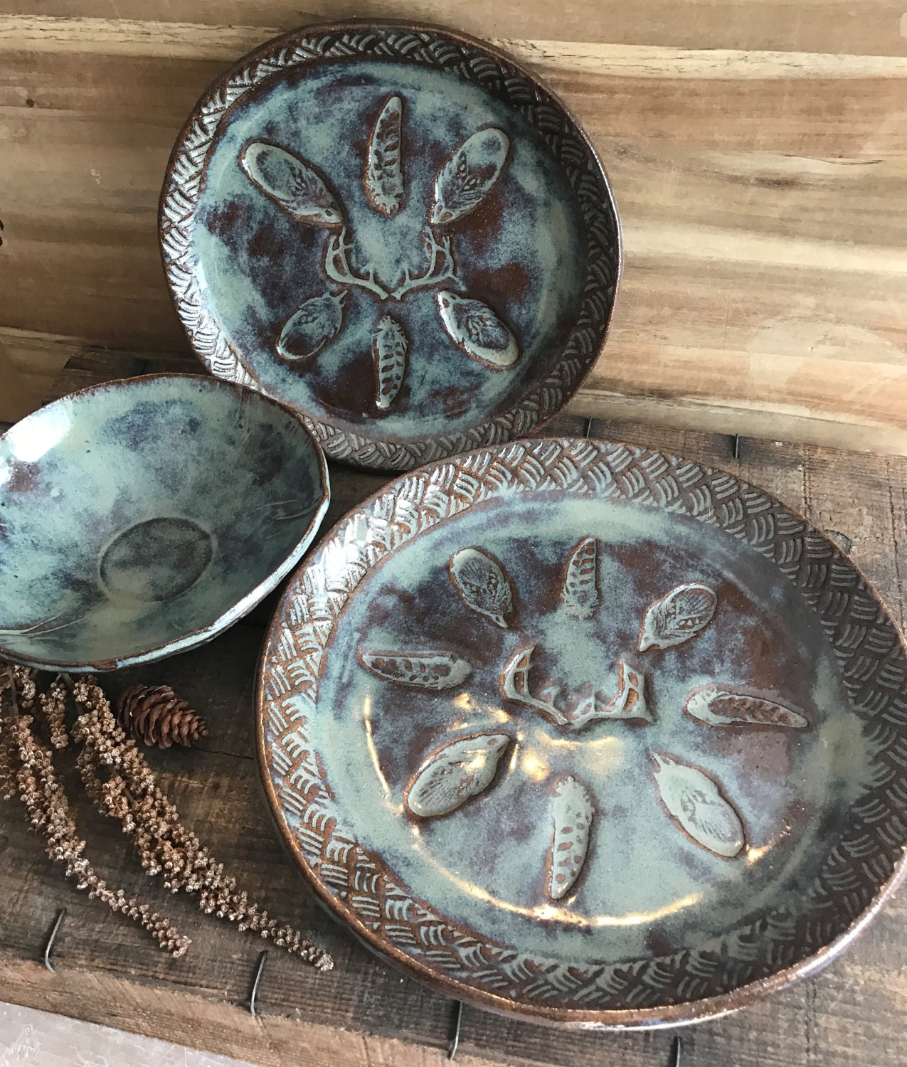 Antler Dinnerware Set Dinner Plate Salad Plate Bowl Buck Antler Dinnerware Set Dinner Plate Salad Plate Bowl Buck