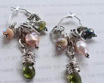 earrings, peridot earrings, pink opal earrings, hoop earrings, bohemian earrings, boho chic earrings, opal earrings, green earrings, pink