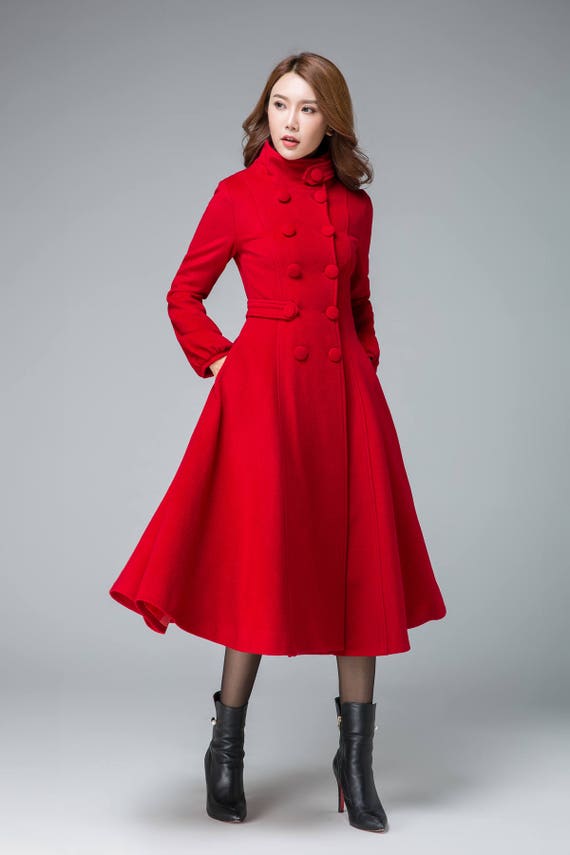 red coat red jacket plus size coat wool coat fit and
