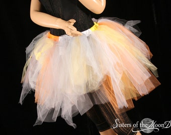 Adult tutu Trash skirt extra poofy Halloween Candy Corn party club rave costume clown -Small - READY TO Ship- Sisters of the Moon
