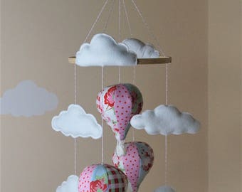 Handmade nursery hot air balloon baby mobile decorations Cath Kidston