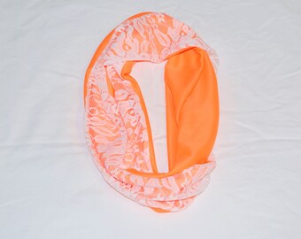 Orange and White Lace Infinity Scarf