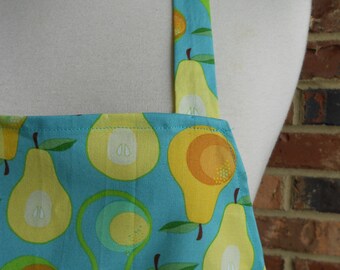 Women's Full Apron, Pretty Pears, Pocket Apron, Kitchen Apron, Hostess Apron