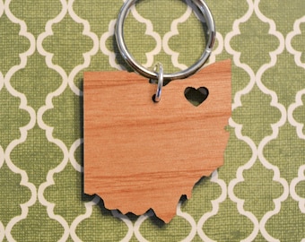 Cleveland, Ohio Love Wood Key Ring