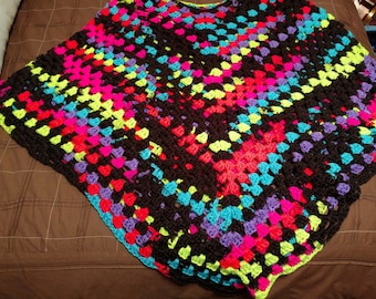Neon and Black poncho