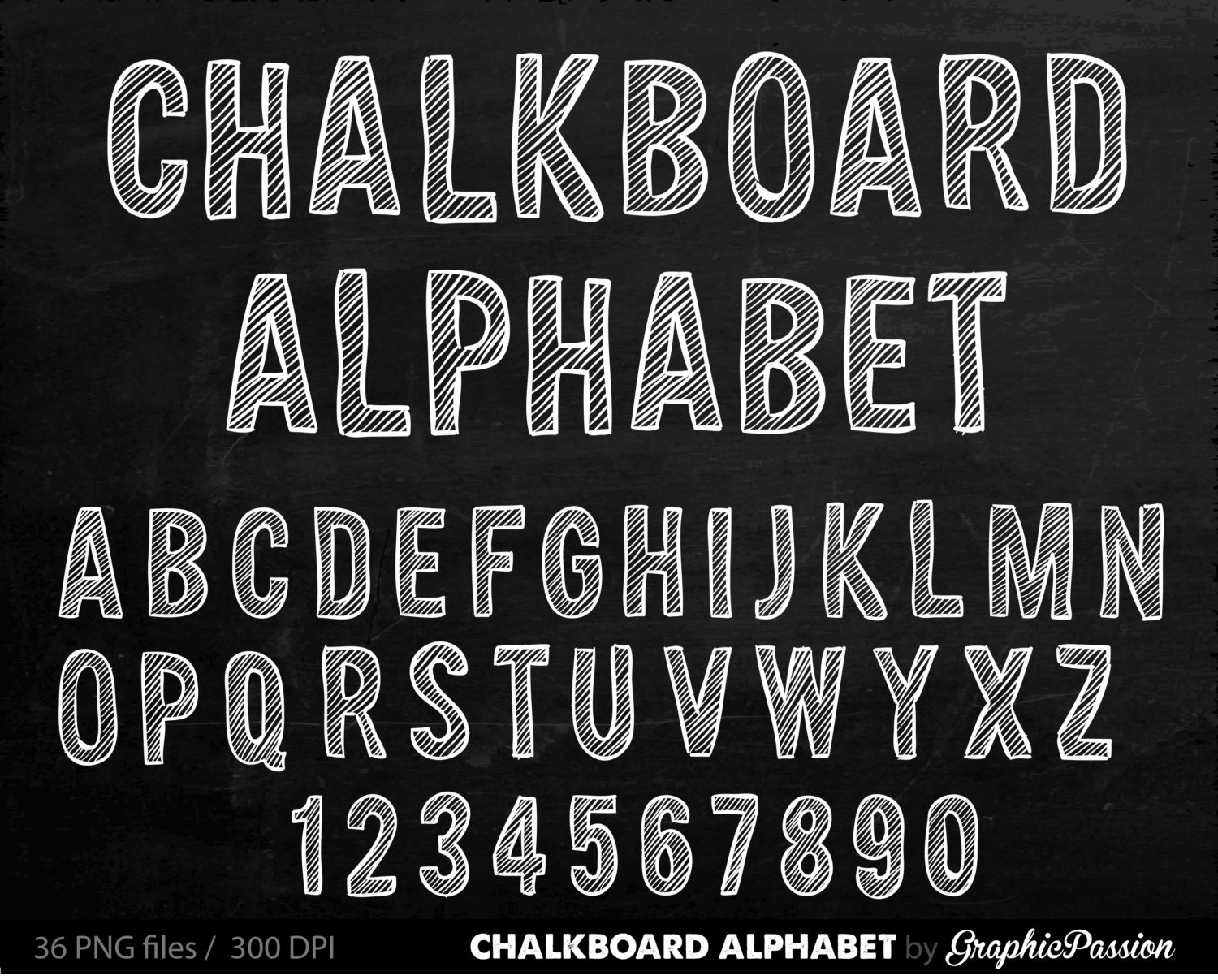 ALPHABET Chalkboard Clipart Digital Chalk Alphabet Clip Art