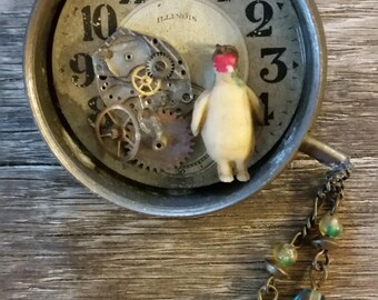 Vintage Watch Parts Steampunk Pin