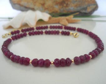 Ruby & gold, gemstone necklace