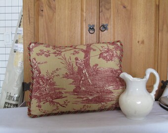 Red Toile French Country Pillow
