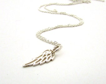 Sterling silver angel necklace, guardian angel jewelry, silver angel wing, memorial jewelry, confirmation jewelry, first communion gift
