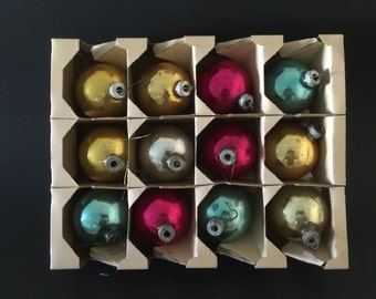 Vintage 12 Ornaments - Mercury Glass - Christmas Decoration - Shiny Brite