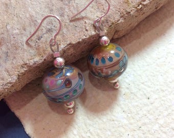 Terra Earrings, made with Murano glass and Sterling Silver