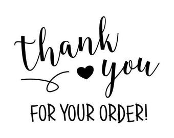 Thank You For Your Order Stamp, packaging stamp, envelope stamp, card and tags stamp, small business stationery, 2"x1.4" (txt12)