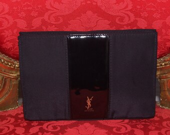Yves Saint Laurent Beaute Vintage Perfume Etui Chic Bag/Cosmetic Bag Yves Saint Laurent Vintage c.1990s Black Fabric YSL Monogram Handbag