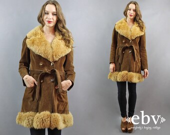 Penny Lane Coat 1970s Coat 70s Coat Hippie Coat Shearling Coat 70s Leather Coat Almost Famous Coat Hippy Coat Boho Coat Brown Coat L