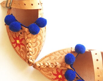 papouce07//leather slippers size 38