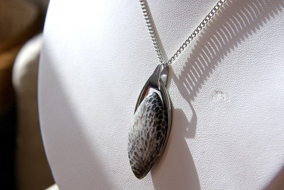 Natural Black Coral Jewelry, Gemstone Necklace, Pendant Cabochon, Black Coral Gift for Her, birthstone
