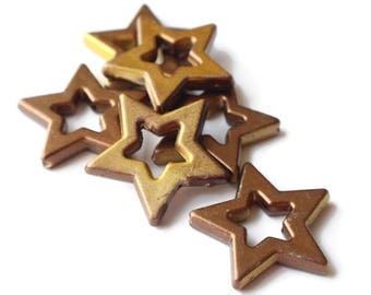 6 40mm Large Beads Gold Star Beads Painted Acrylic Beads The More You Know Multicolor Beads Celestial Beads Shooting Star Beads