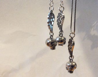 Angel Wing and Skull drop earrings.