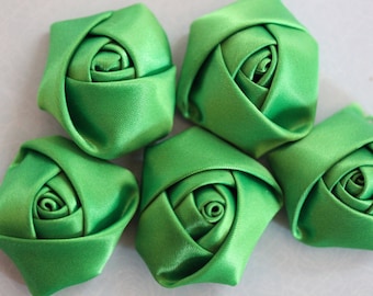 Green Rosebud flower fabric scrapbooking