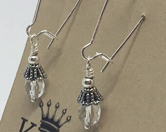 E1825: Crystal Drop Dangle Earrings -- Clasp Back