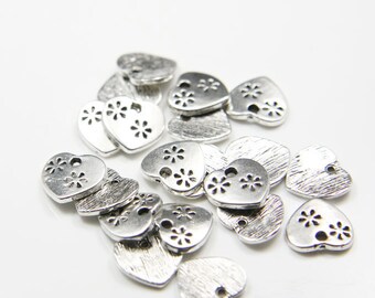 20pcs Oxidized Silver Base Metal Charms-Heart 12x14mm (12880Y-E-28A)