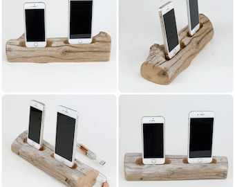 Driftwood Docking Station For Two Smart Phones