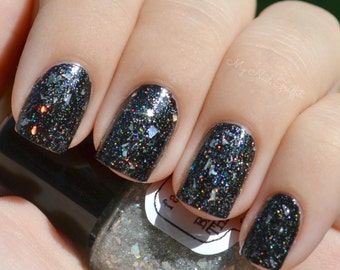 Broken Holo Theory Nail Polish - shredded holographic silver top coat