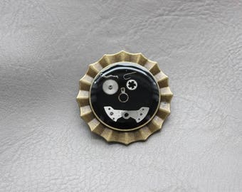 Brooch/pendant Bronze 3.5 cm Steampunk watch parts and resin