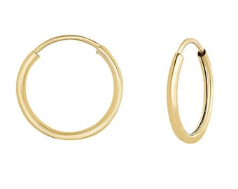 14k SOLID Yellow/White Gold Thin Endless Hoops. Endless Hoops 10mm. 12mm. 14mm. 16mm. 18mm. 21mm. 27mm. Thickness 1mm (.040)