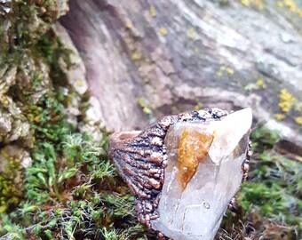 Handmade copper / raw gem / witch ring / post apocalyptic / crust punk / witchy / witchcraft / punk gift / occult / goth / ring / jewelry