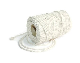 3 mm Cotton Rope = 1 Spool = 50 Meter = 55 Yards Natural and Elegant COTTON Twisted CORD - Macrame cord - Not bleached - No chemicals