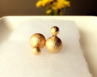 Double Pearl Earrings, Double Sided Earrings, Double Stud Earrings, Pearl Earrings