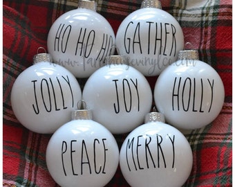 DECAL ONLY~Farmhouse Christmas Decals~Farmhouse Christmas~Rae Dunn Ornament Decal~Rustic Christmas~DIY Christmas Decor~Tree Ornament Decal