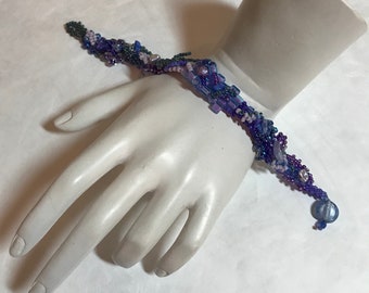 Freeform Beaded Bracelet in Lilacs and Purples