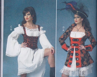 Butterick 6114 Misses Women's Steampunk Goth Corset Pirate Jacket Chemise Dress UNCUT Sewing Pattern
