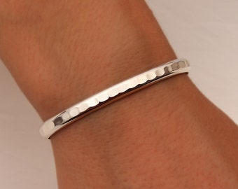 Thick Hammered Cuff Bracelet, Sterling Silver (352.s)