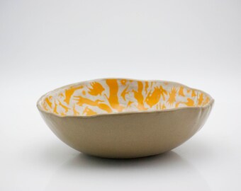 Ceramic serving bowls, Housewarming gift, Decorative bowls, salad bowl set, Handmade pottery, Orange fox bowl, pottery bowls, valentines day