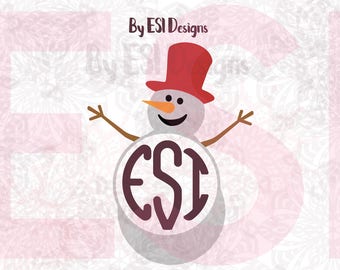 Snowman Monogram svg, Christmas Monogram svg files, SVG, DXF, EPS, Png, cutting files, use with Silhouette Studio and Cricut Design space.