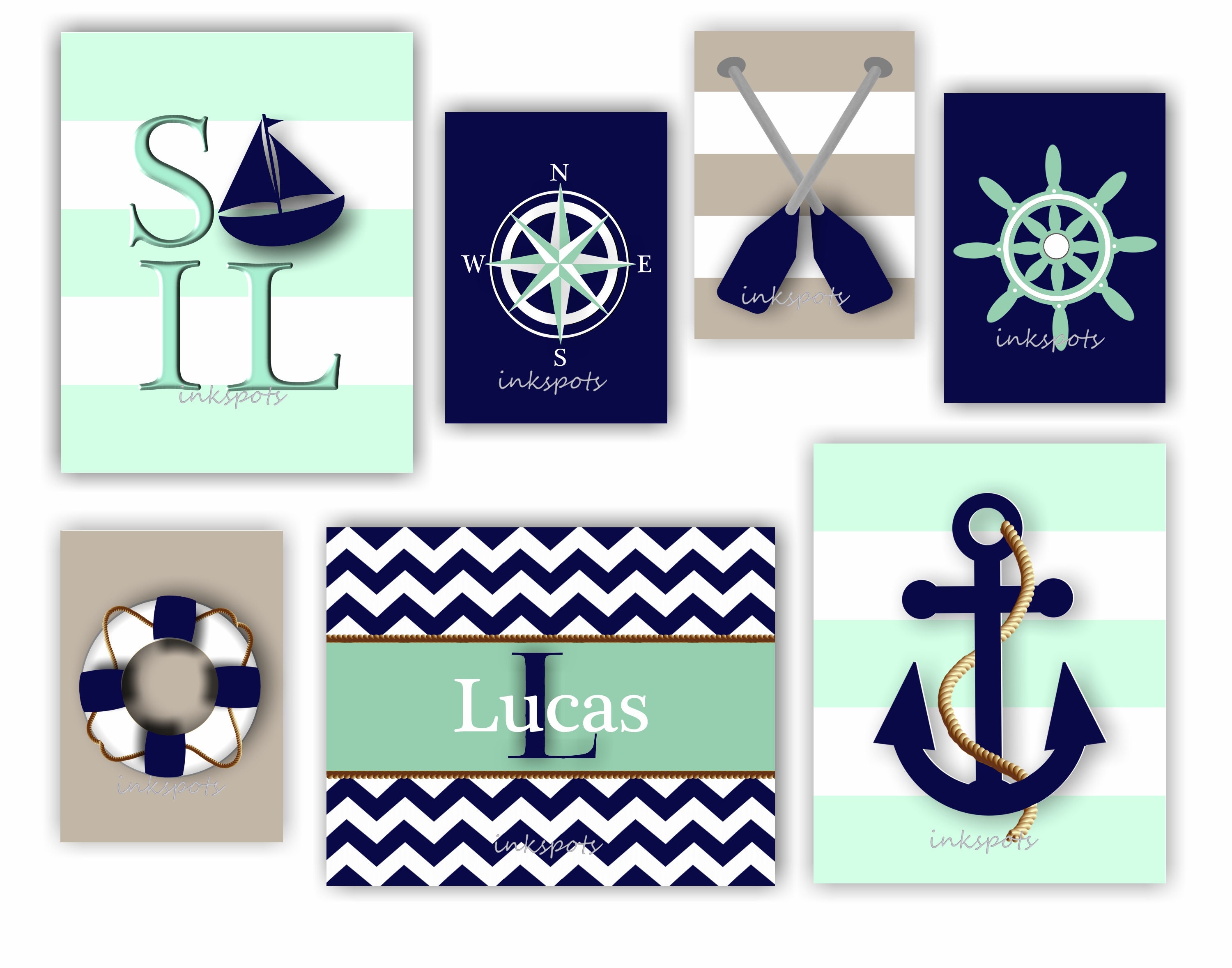Baby Boy Nursery Art Nautical Nursery Bedding Decor Anchor