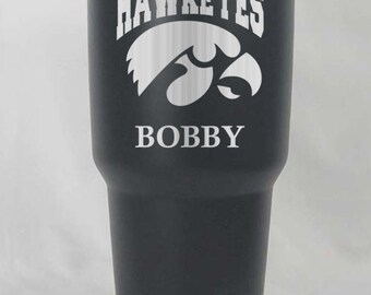 30 oz Black Matte University of Iowa Hawkeyes Engraved Personalized Yeti