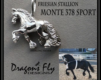 Friesian Jewelry Friesian Horse Pendant for Necklace Friesian Stallion Monte 378 Sport