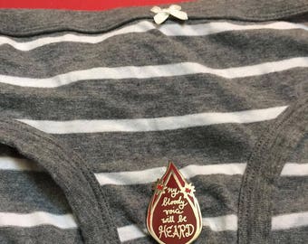 SALE: My Bloody Voice Will Be Heard enamel pin and sticker combo pack