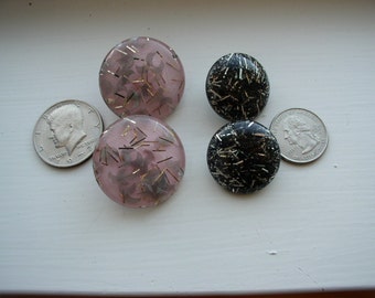 2 Pair Vintage Lucite Confetti Clip Back Earrings