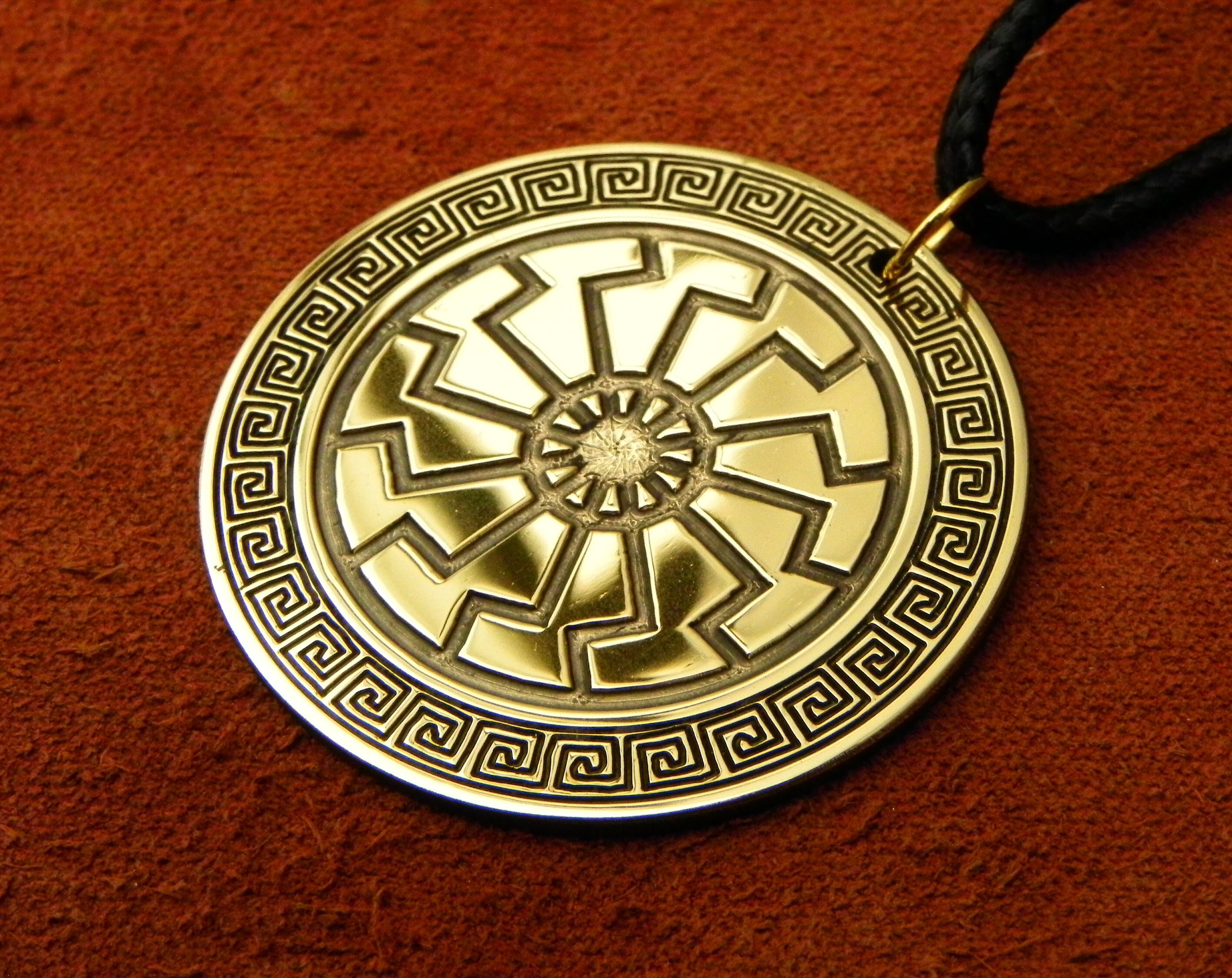 Black Sun Sonnenrad Viking Pendant carving brass Viking